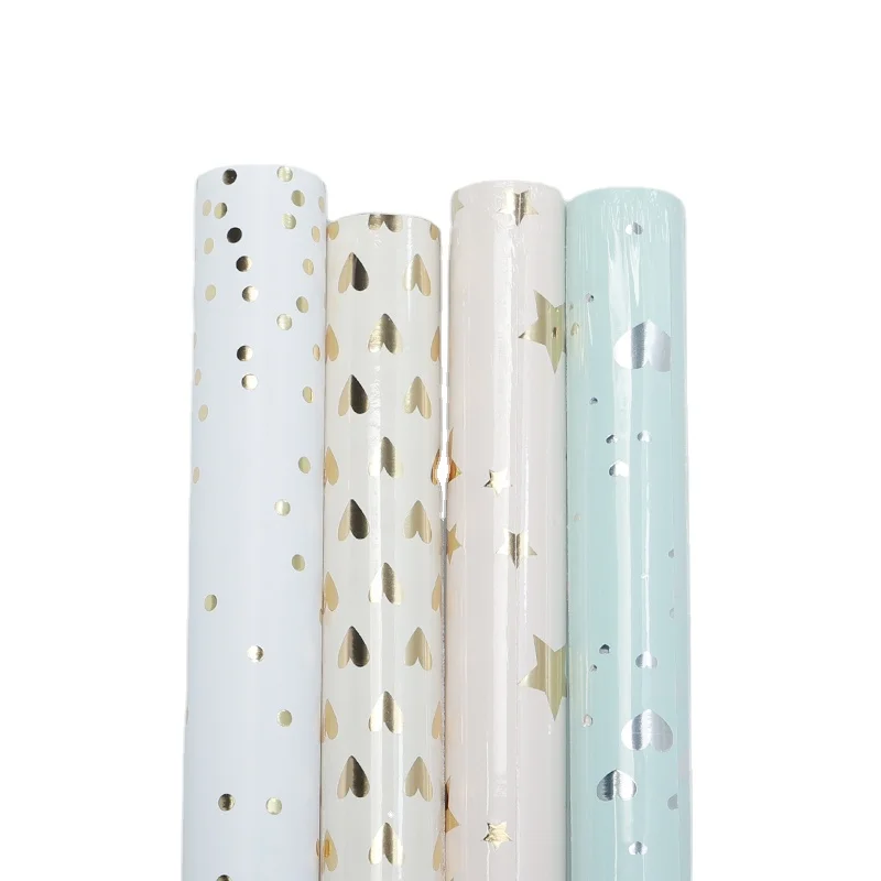 Low Moq Flower Wrapping Paper Bouquets Hot Foil Wholesale Custom Wrapping Paper Rolls