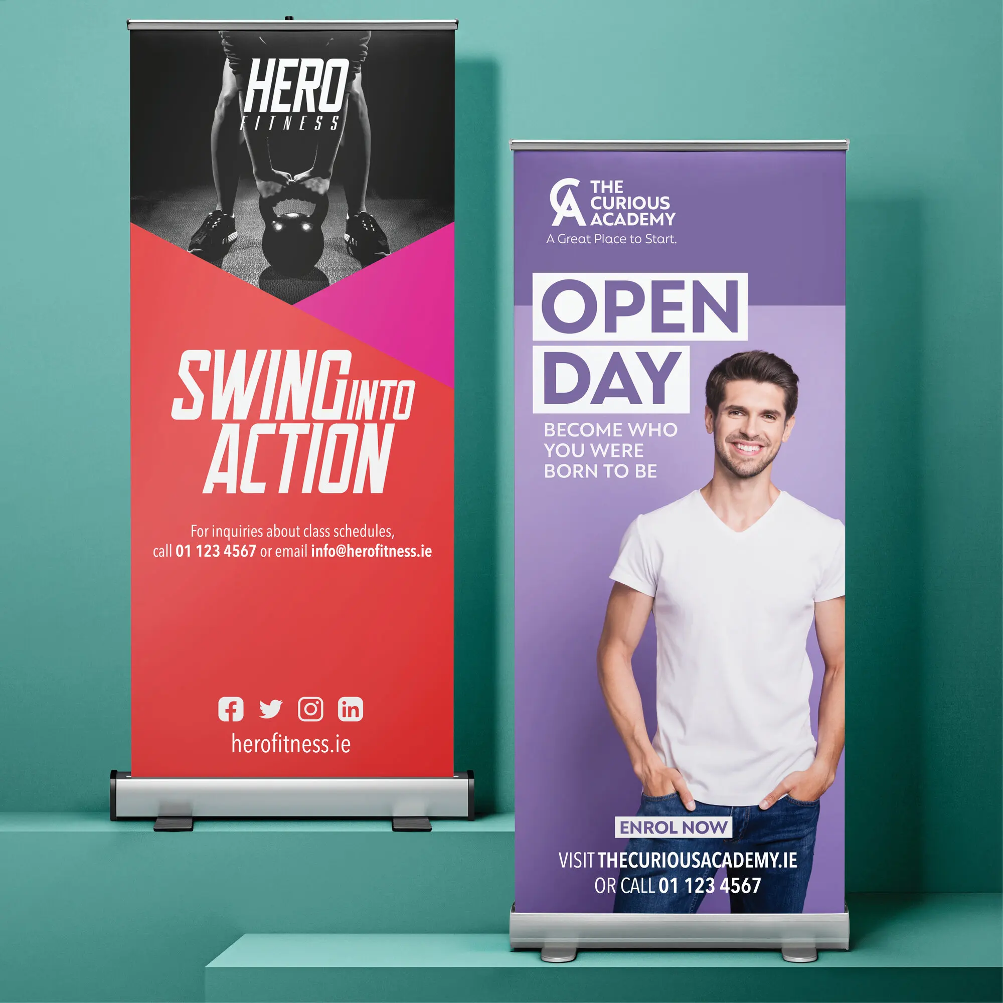 Portable Roll Up Banner Stand Roller Banner With Poster Prints Exhibit Display For Outdoor