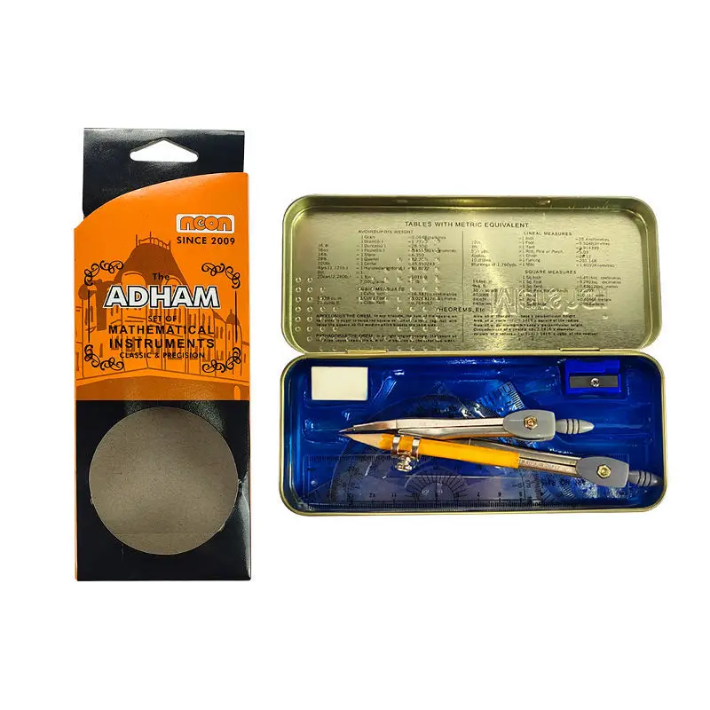 Набор математических геометрических фигур, макс. 9 предметов-небьющаяся коробка, линейки, транспортир, компас и пенал для студенческих принадлежностей