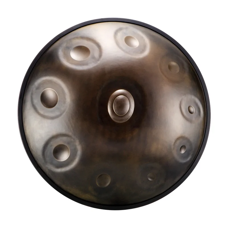 Hluru Handpan drum instrument in D Minor 10 Notes 22 inches Steel Hand Drum with Soft Hand Pan Bag, 2 handpan mallet
