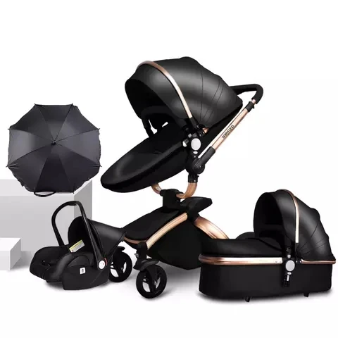 2020 wellselling aluminum frame pu leather cover travel system luxury baby stroller 2 in 1 /3 in 1