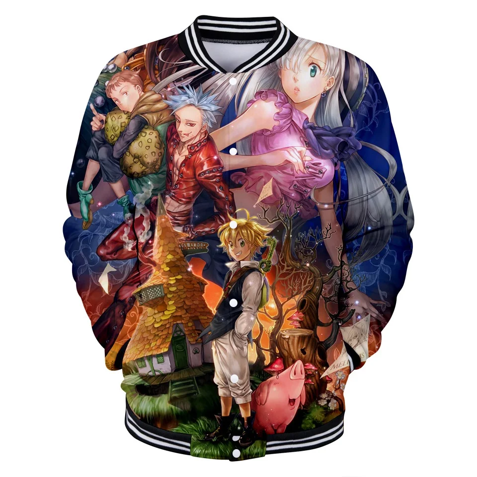 Top Sale New Design 3d Digital Printed Jacket Baseball Shirt Wholesale Japanese Anime Baseball Jacket Suppliet From China