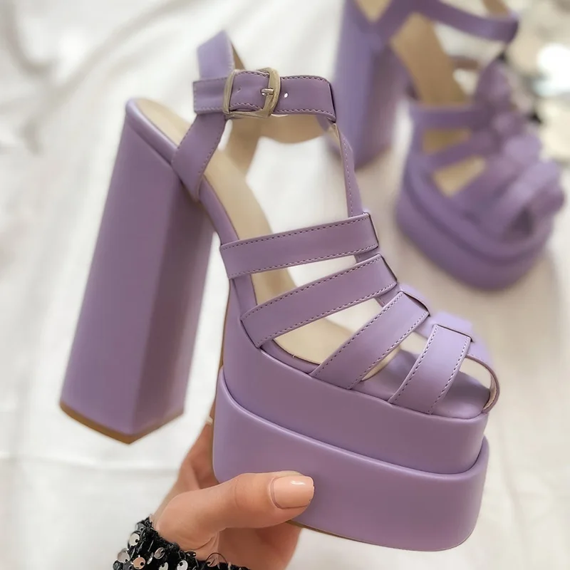 Hot Wholesale Shoes Women Sandals Sexy Crystal 14 Cm High Heels Ladies 4 Cm Wedge Platform Sandals Stripper Shoes Clear Custom