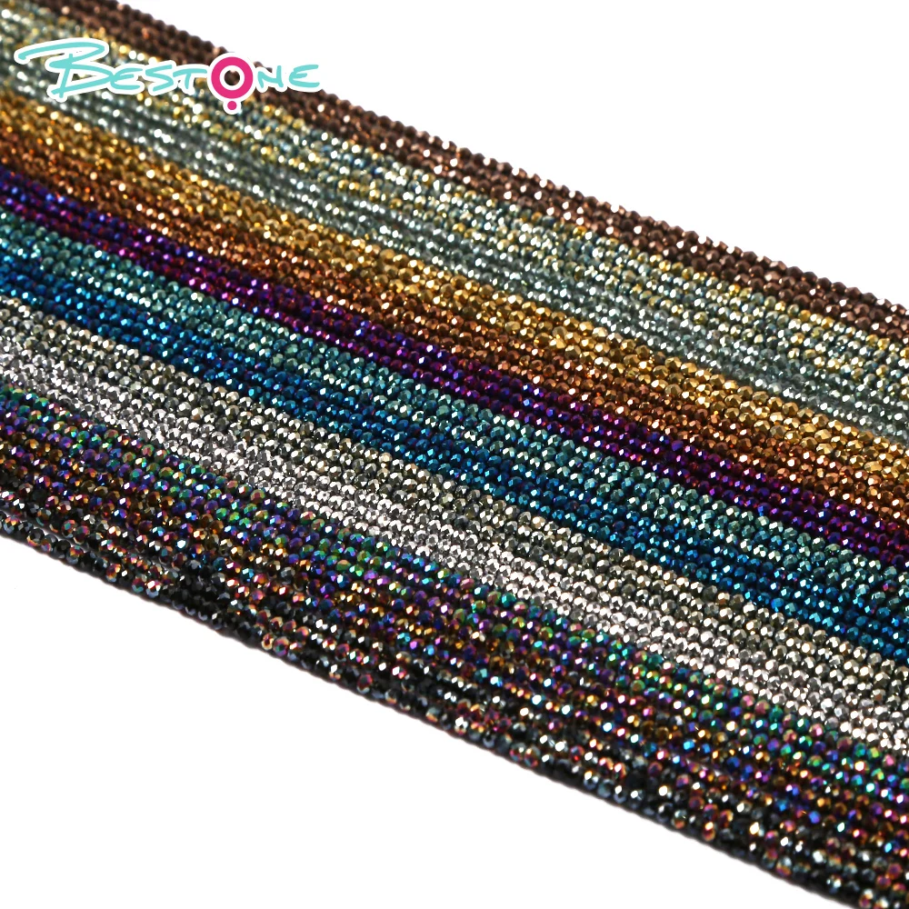 Bestone Electroplating Color 2mm Small Size Faceted Loose Rondelle Glass Beads for Jewelry Making