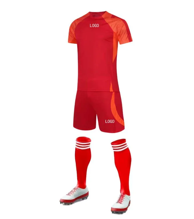 Custom Printed Quick-Drying Adult Soccer Sportswear Suit Competition Team Uniform Thermal Transfer Shirt Football Ball Set