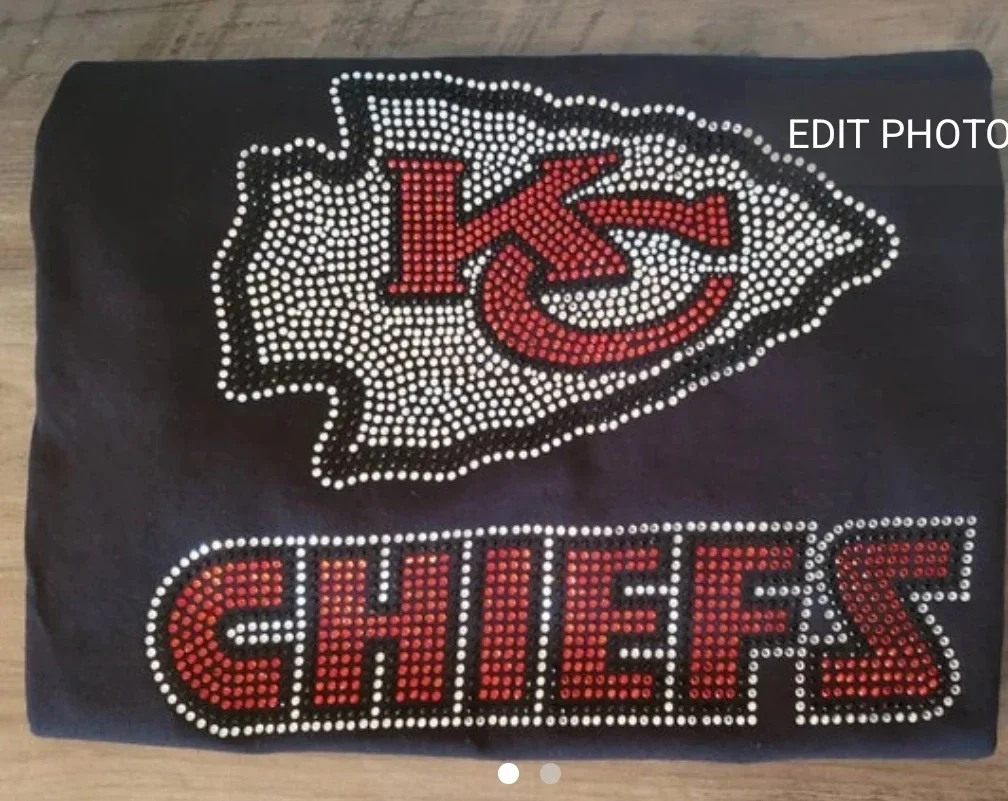 YZX Factory Custom Crystal Football Team Logo New Kansas City Chiefs Strass Rhinestone heat Transfer Iron On sticker for Shirts
