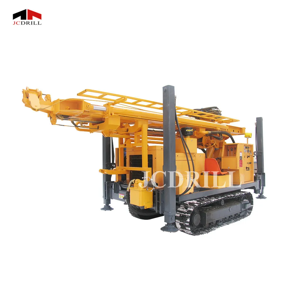 300m Depth Hydraulic Track Mounted DTH Water Well Drill Rig With Mud Sucking Pump