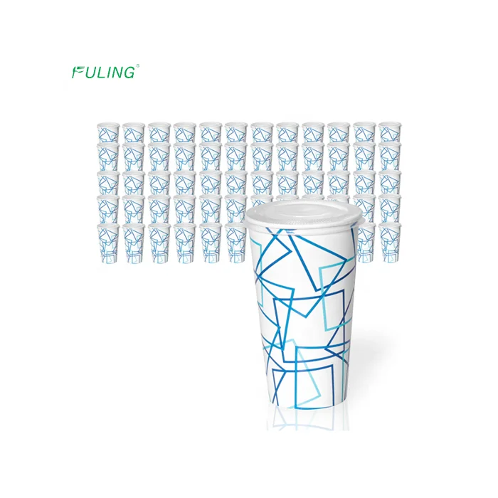 FULING Paper Cups Manufacturer Wholesales Karton Bardak Kraft Soda Cups Cold Drink Paper Cup with Lid