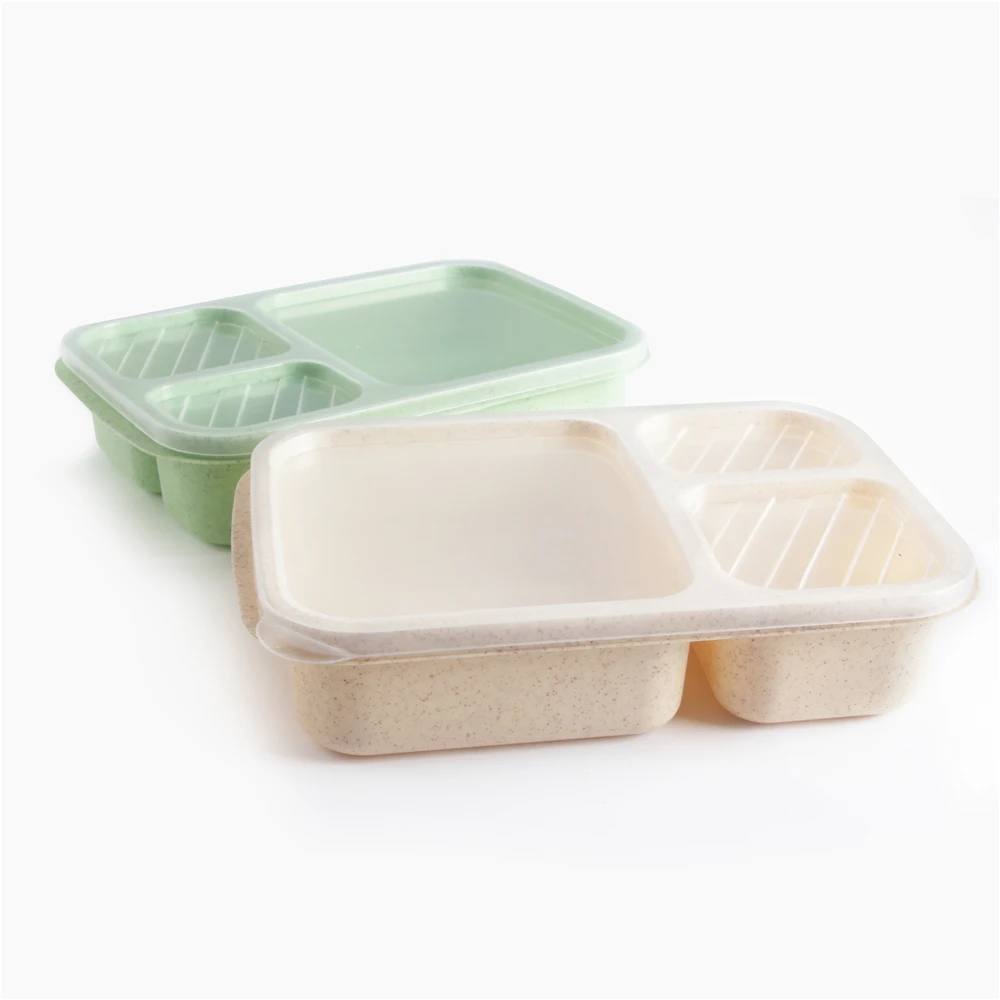 BPA free kid bento box eco friendly food container  wheat straw plastic salad lunch box