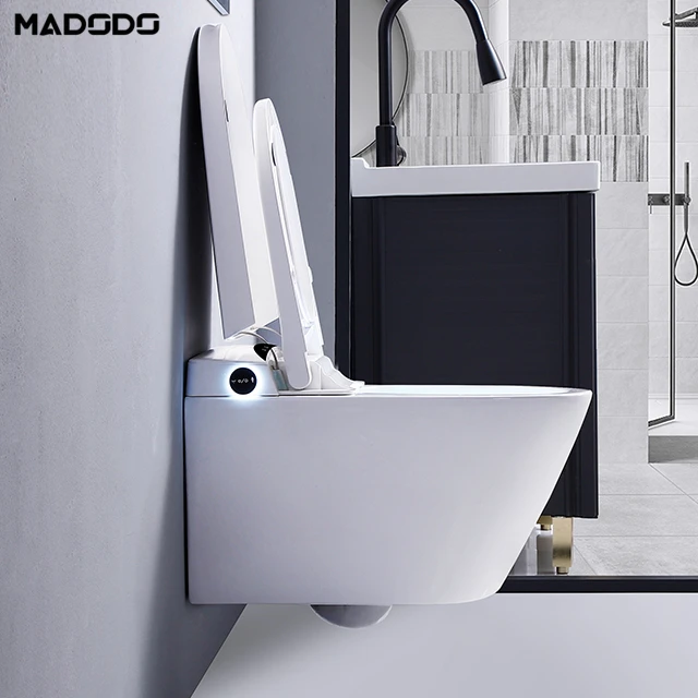 Ceramic Wall Hung Automatic Flip Smart Toilet Bidet With Remote Control Prodigy Modern Smart One Piece Intelligent Toilet