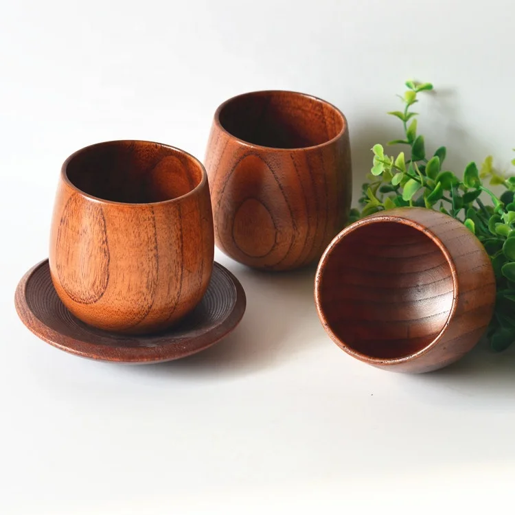 High Quality Handmade Heat-resistant Wooden Coffee Tea Mug Solid Wooden Beer Cup