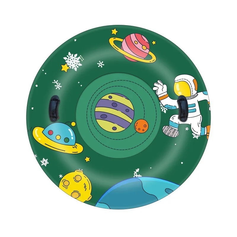 PVC inflatable christmas ski ring sled with handle outdoor cold-resistant snowboard cartoon drag snow
