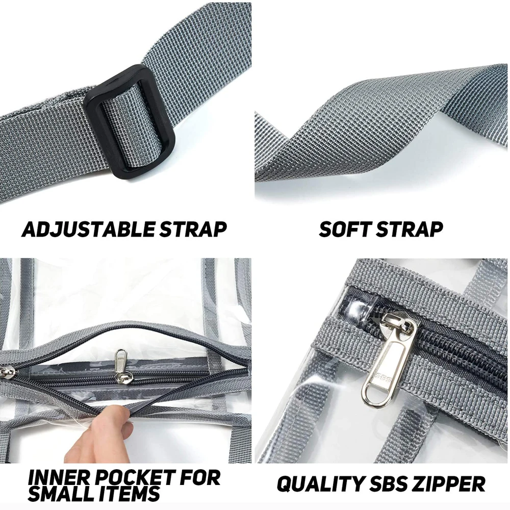 PVC TPU Bag Stadium Approved Clear Concert Shoulder crossbody bag Purse for girls