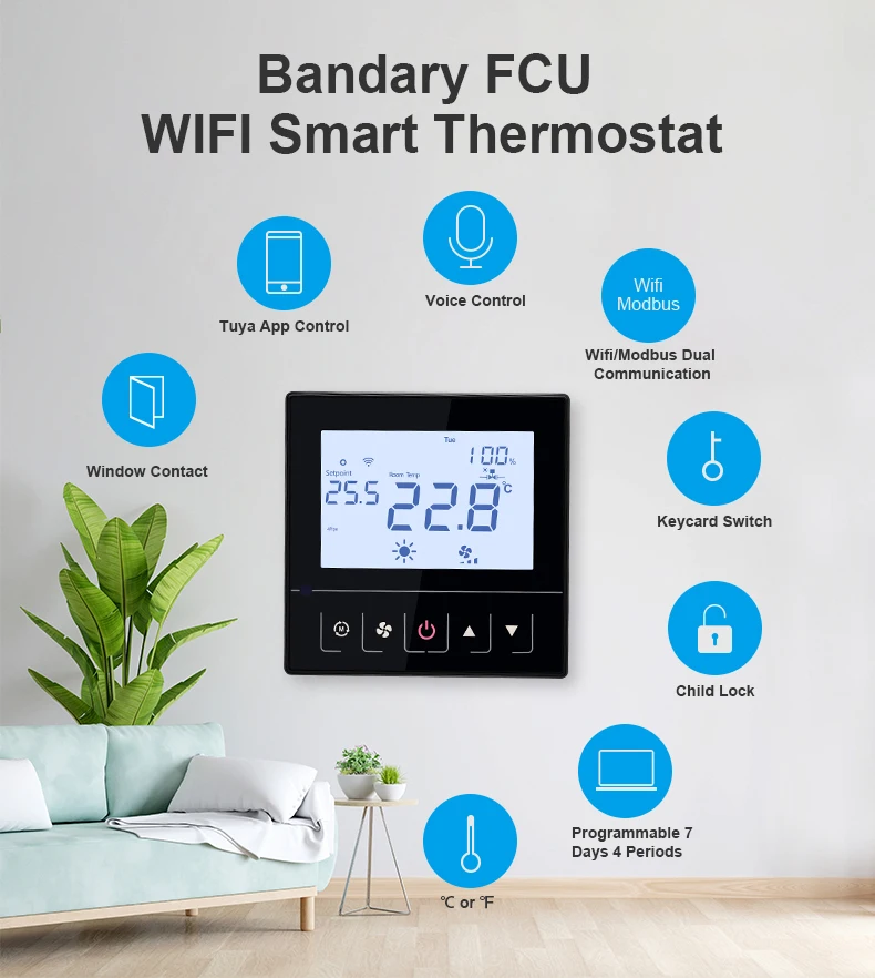 Умный программируемый термостат для теплого пола Bandary Tuya Zigbee с Wi-Fi