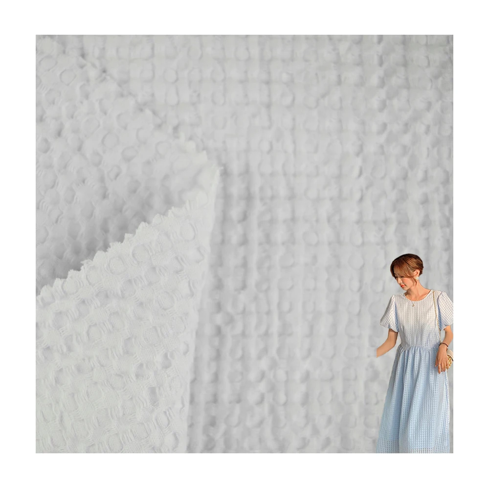 High quality solid dyed woven 26S 100% cotton waffle fabric for clothing dress 230gsm