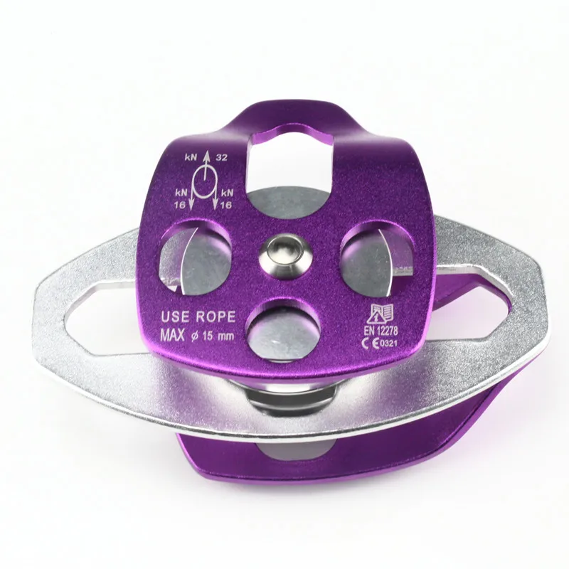 Heavy duty CE standard outdoor climbing protection double wheel pulley