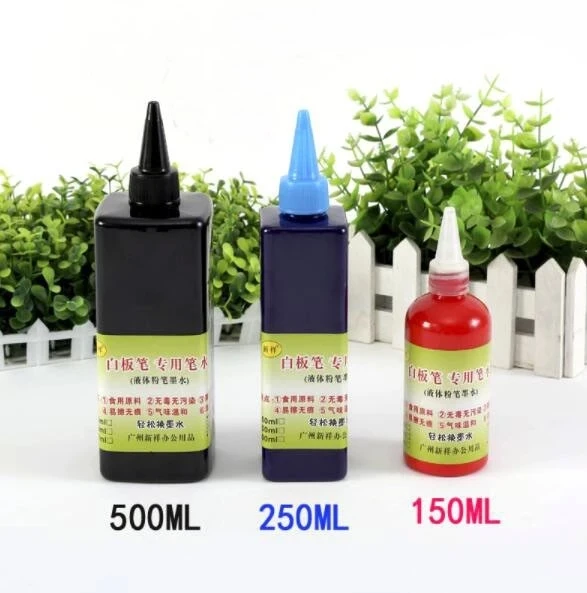 Hot Sale Bottle 500ml Refill Ink for Refilling Inks Whiteboard Marker Pen Black Red Blue 3 Colors School Office Supplies