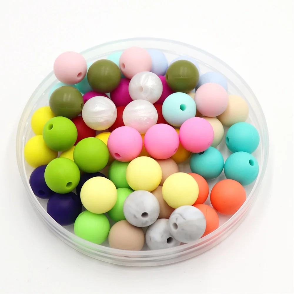 
Wholesale 15mm Soft Round Silicone Beads For Teething Chew Baby Necklace Beads Jewelry BPA Free 