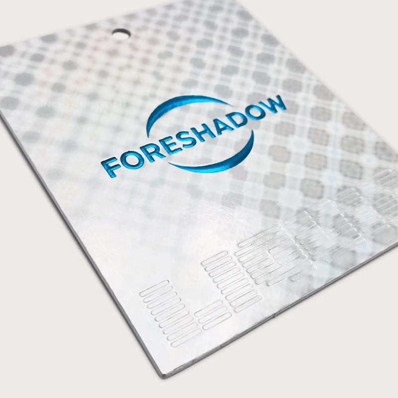 Newly designed silver denim label brand custom logo printing thickened paper card clothing hanging label clothing hanging label