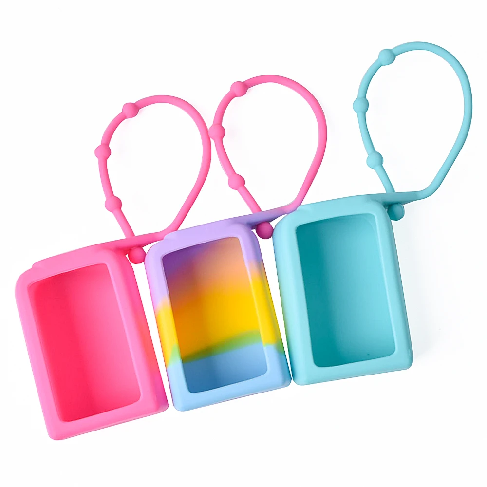 Wholesale Cute Mini Reusable Portable Travel Sized Keychain Carriers 30ml Hand Sanitizer Bottle Silicone Holder