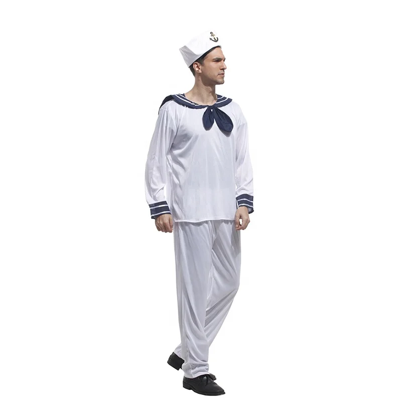 Men Sailor Costume Uniform Outfit Book Week Day Captain Fancy Dress