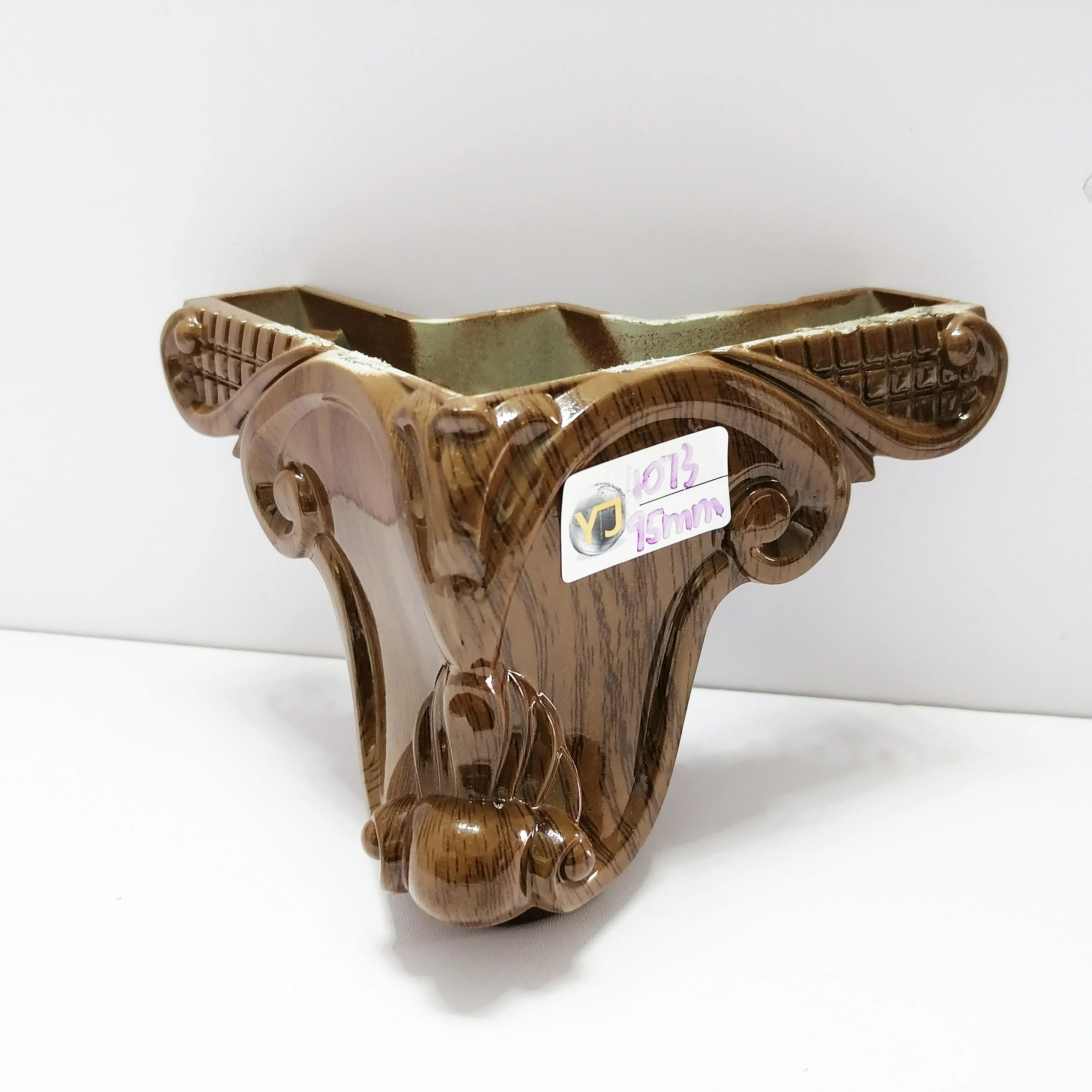 Customized wood pattern black or brown color furniture accessories legs hot sale plastic bed sofa legs