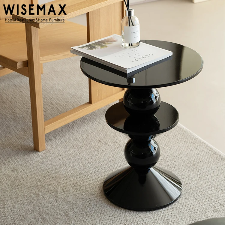 WISEMAX FURNITURE Modern Unique Design Fiberglass Round Coffee Table Living Room Sofa Side Table Small End Table