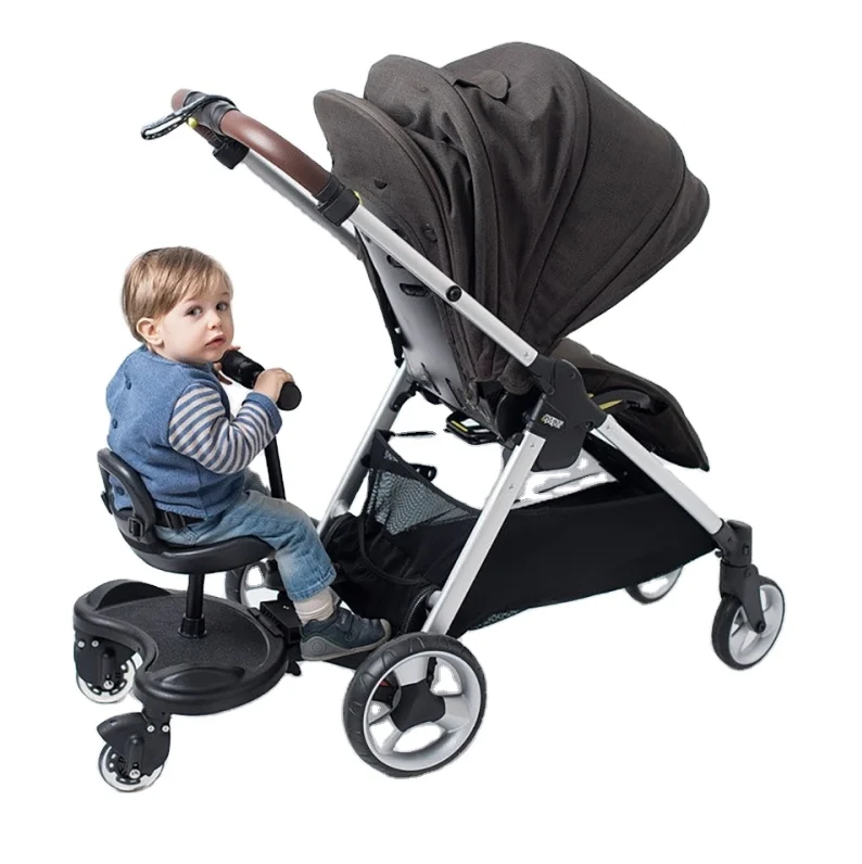 Customized brand luxury new style outdoor foldable kid twins stroller double seat western saddle with canopy