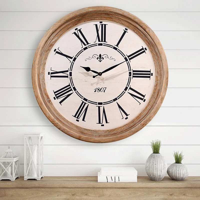 High Quality Extra Large Wall Clock Round Design Different Size Wood Custom Decorate Vintage Wall Clock