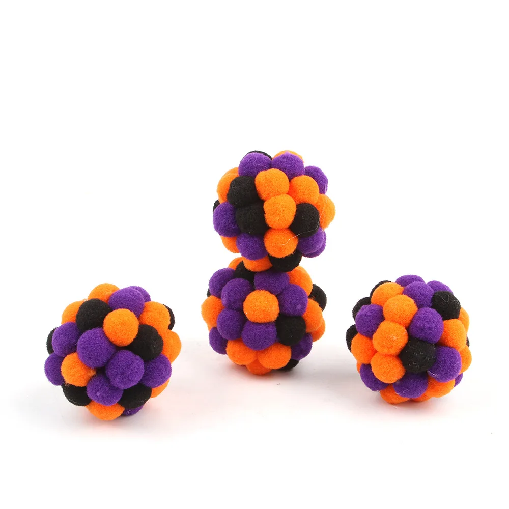 Orange Purple Black Halloween Pet Toy Sound Ball Interactive Small Glue Ball Dog Self-Pleasure Relief Bite-Resistant Molar Cat
