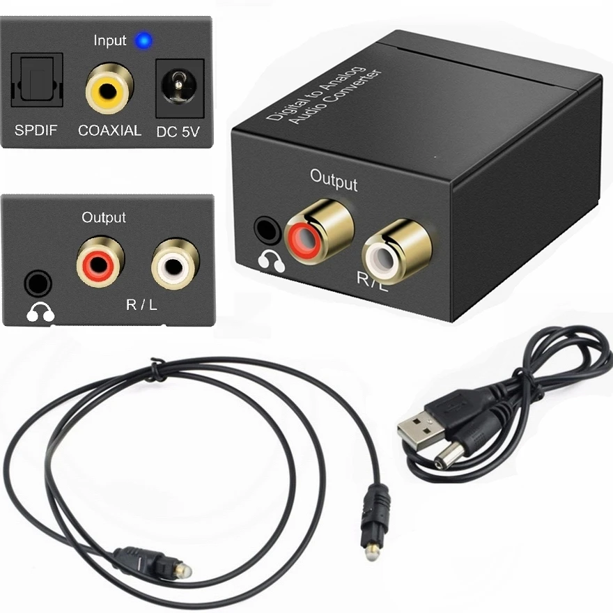 3.5mm Jack Optical Coaxial Digital to Analog Audio Converter DAC SPDIF Toslink Stereo L/R