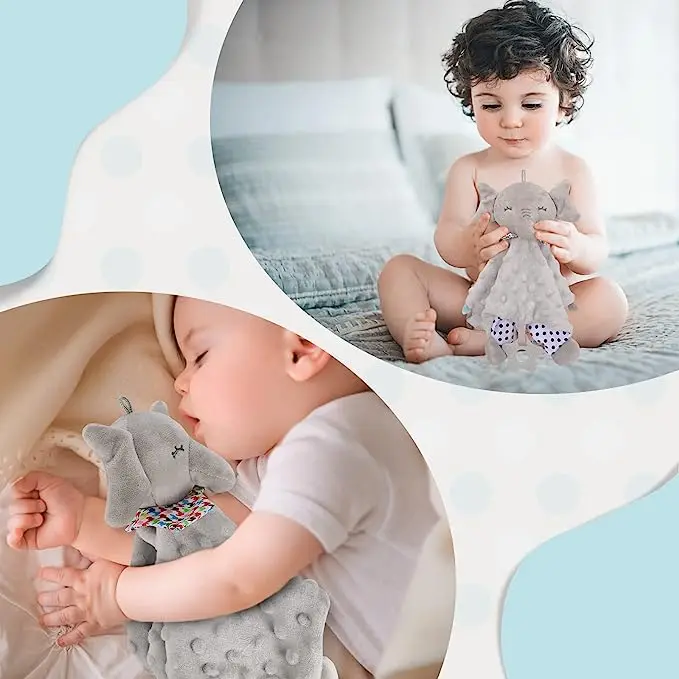 Baby Comforters Blanket Stuffed Toy Soft Comforter with Teether Silicone, Newborn Gifts for Baby Machine Washable Plush Toy