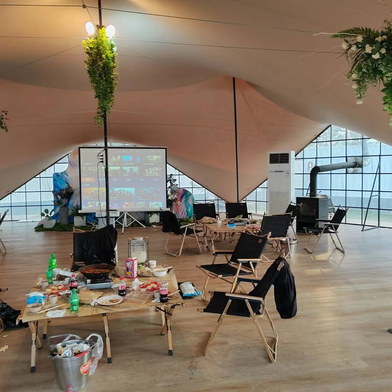 Hexagon camping glamping tent Wholesale Waterproof bedouin Stretch Tents PU Coated Waterproof Fabric For Weddings and Events