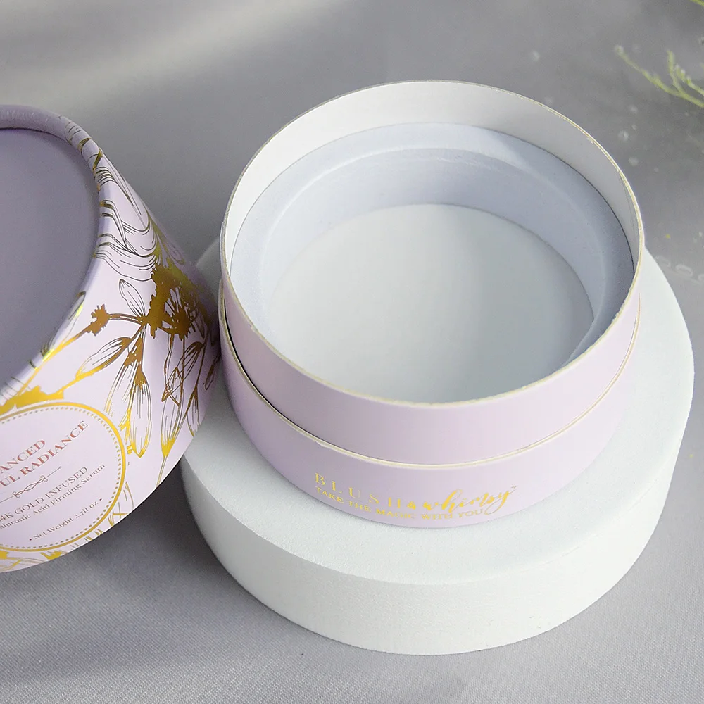 Customized eco friendly Rigid Cardboard Gift Paper Packaging white Round Tube Cylinder Honey Box With EVA Foam Insert