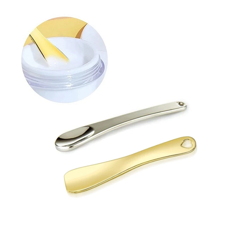 Custom Logo 6CM Cream Applicator Luxury Cosmetic Scoop Gold Silver Mini Metal Cosmetics Spatula Spoon For Facial Skin Care