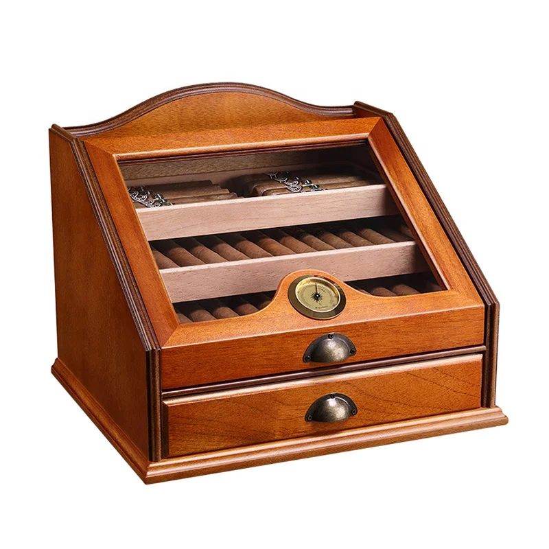 Wood Cigar Showcase Rack Display Humidors Luxury Large Capacity High Quality Humidifier Cigar Cabinet