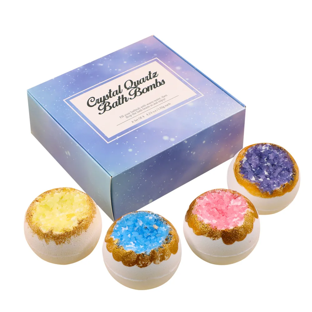 Hot Selling Gift Set Shower Ball Handmade Colorant Press Bubble Crystal Quait zFizzy Bath Bombs for Kids Shower Steamer