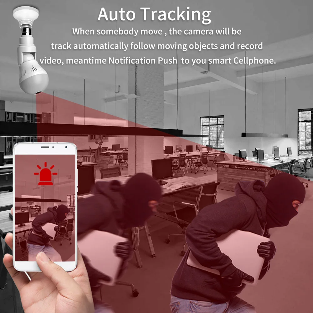 Online TV Shopping Gadget Home CCTV 360 Fisheye Panoramic Bulb Wifi IP Camera Real Time Video Camera V380