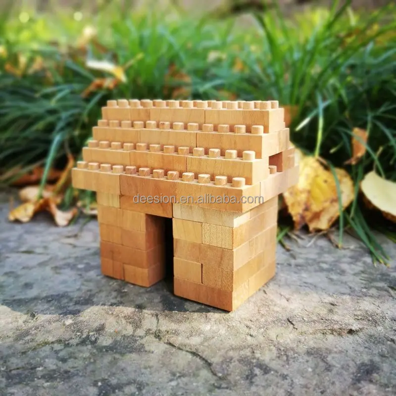 Wooden DIY brick toys small house ready for build up BPA free nature color Christmas gift birthday gift for kids and adult