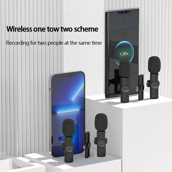 2021 New Wireless Lavalier Microphone Portable Audio Video Recording Mini Mic For Iphone Live Broadcast Gaming Microfonoe