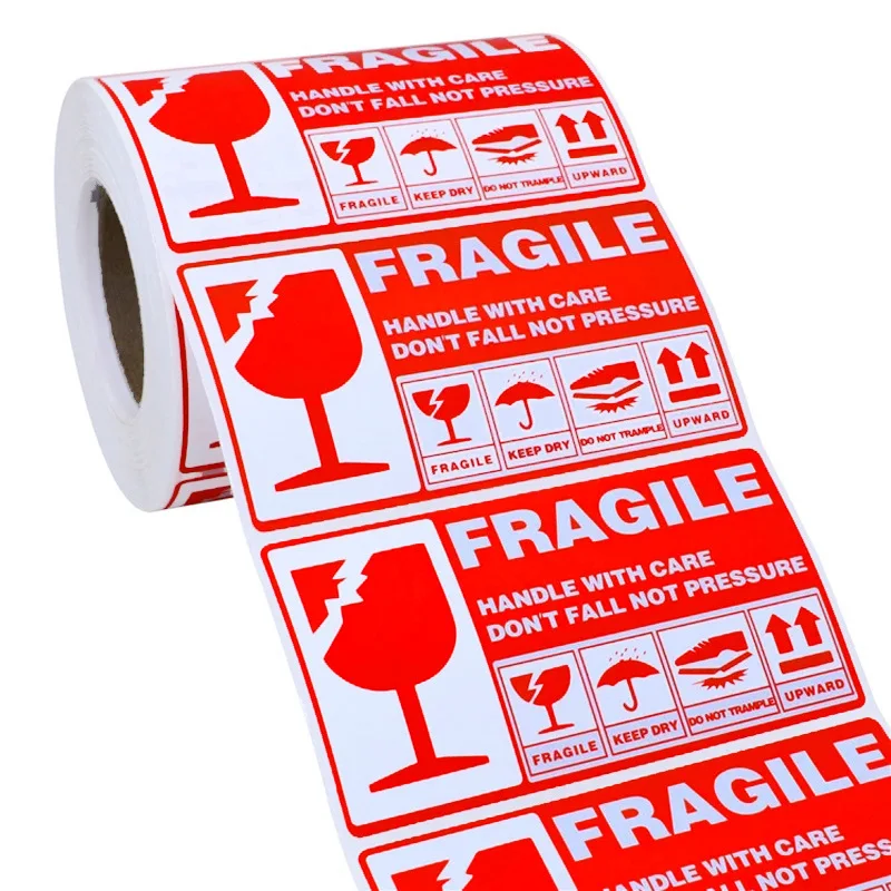 
logo stickers custom printing do not bend Security Warning Shipping Label roll fragile stickers gray rose gold fragile stickers 