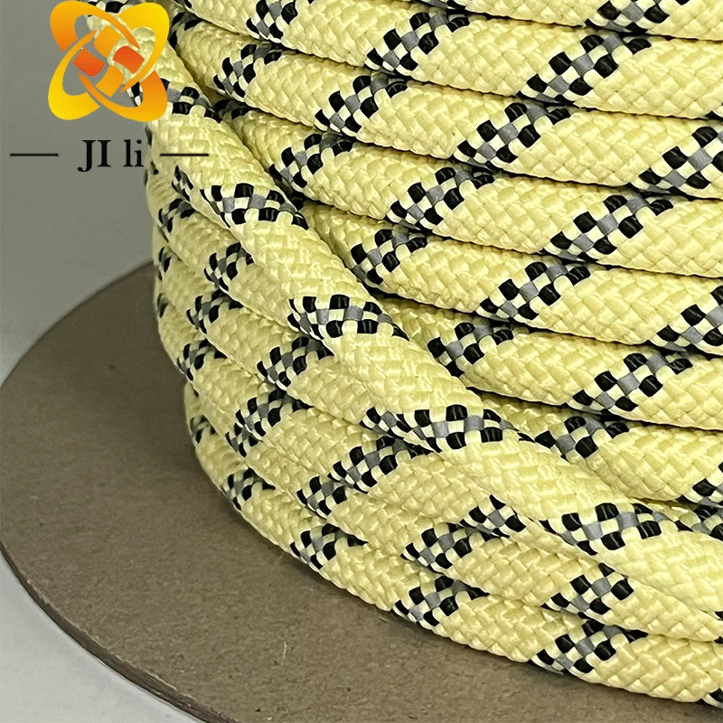 8mm aramid rope flame-retardant fire rescue rope Double Braid Aramid reflective rope