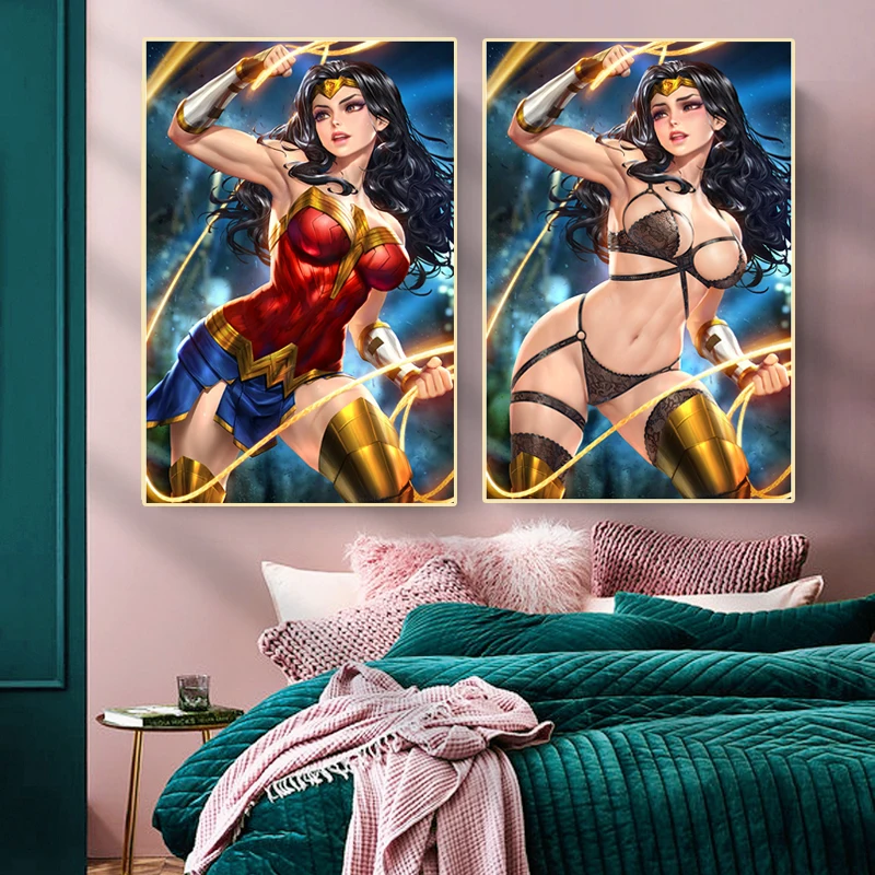 Bikini Woman Anime Poster Canvas Painting Wall Art Picture Prints for Bedroom Home Decor