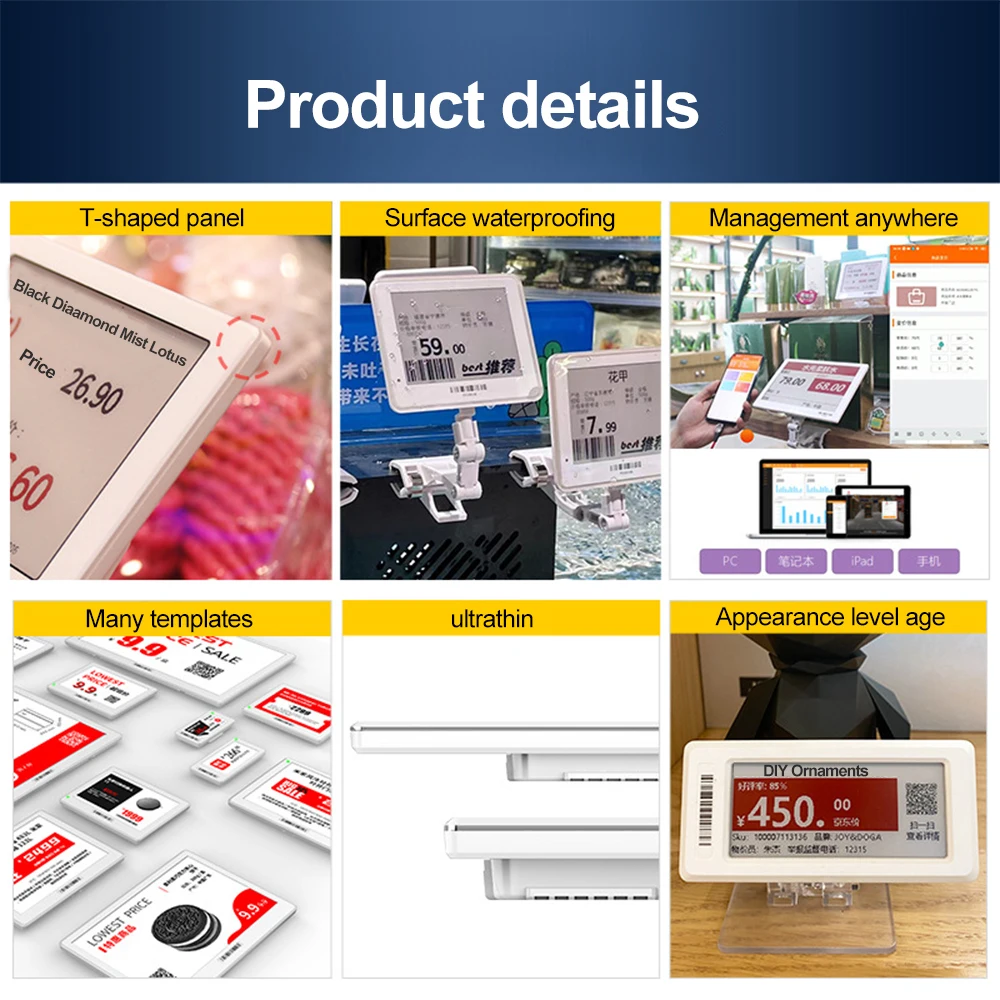 Supermarket Fresh Convenience Store Shelves Of Goods Intelligent 1.54 Inch Electronic Price Tag Oem Factory Esl Price Ink Screen