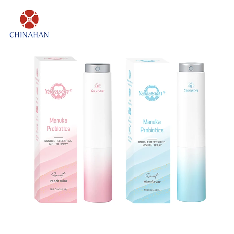 Mini Oral Mouth Spray Breath Fresh Mint Flavor Sweet Honey Peach 8ml Portable Double Refreshing Mouth Fresher Non-Alcohol
