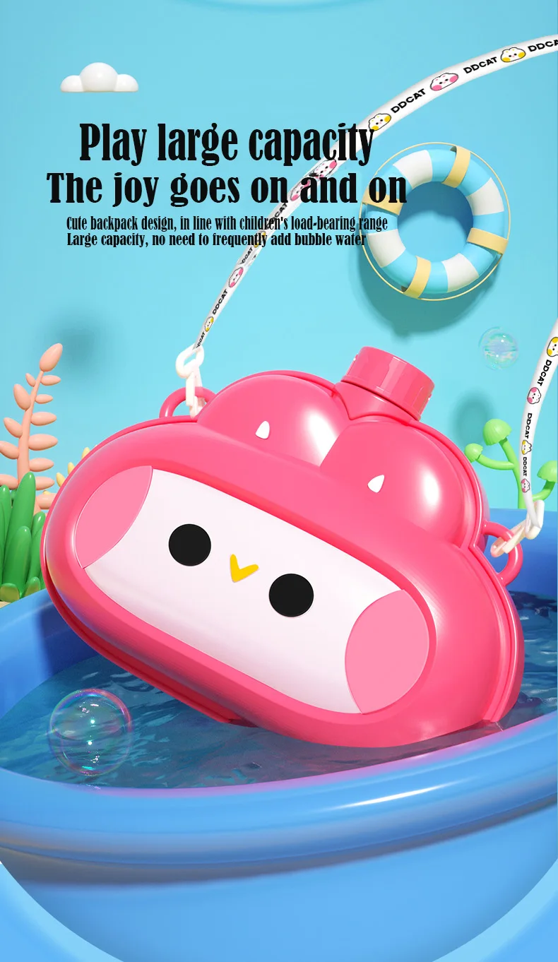 New arrival 8 holes bubble gun leak proof automatic backpack big storage bubble gun soft light colorful bubble outdoor gift toy