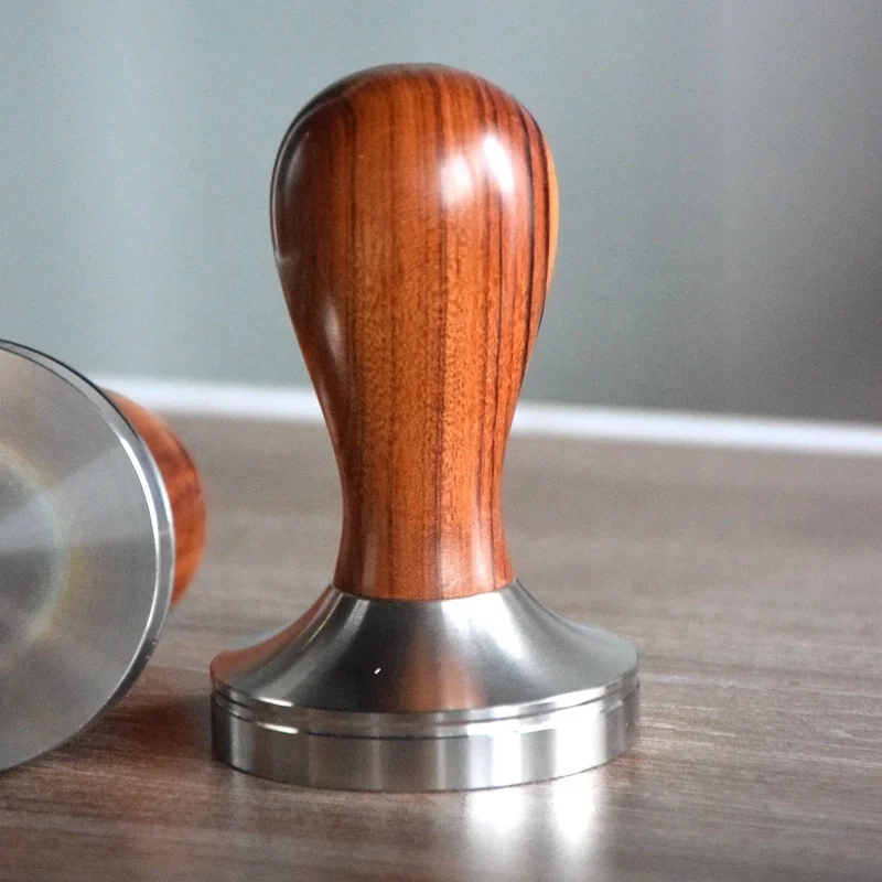 Ecocoffee Hot Sale wooden handle coffee tampers with handles 51mm 53mm 58mm Espresso Stainless Steel Coffee tamper YE06z
