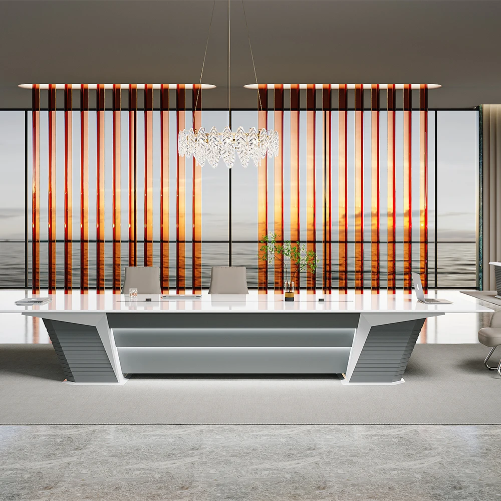 Делюкс конференц-зал для руководителей многофункциональный Конференц-стол из МДФ на заказ большой дискуссионный стол деловых конференций с розеткой