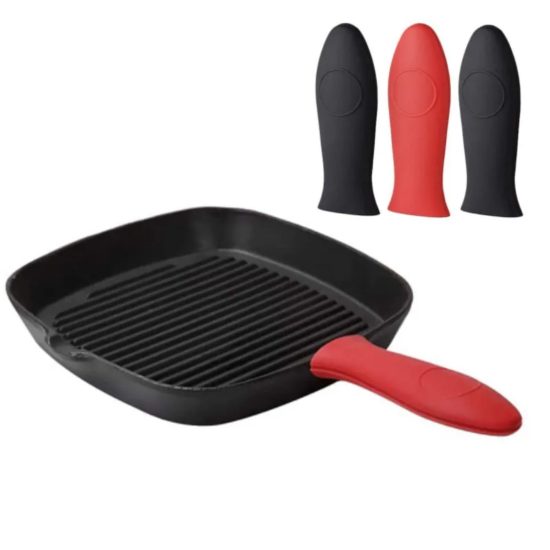 Wholesale Red Heat Insulation Kitchen Silicone Hot Handle Holder Cover For Skillets Pan