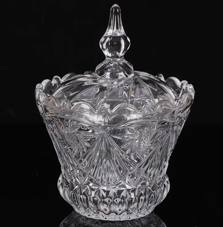 Wholesale Crystal Clear Glass Sugar Jar Sugar Bowl Glass Candy Jars with Lid